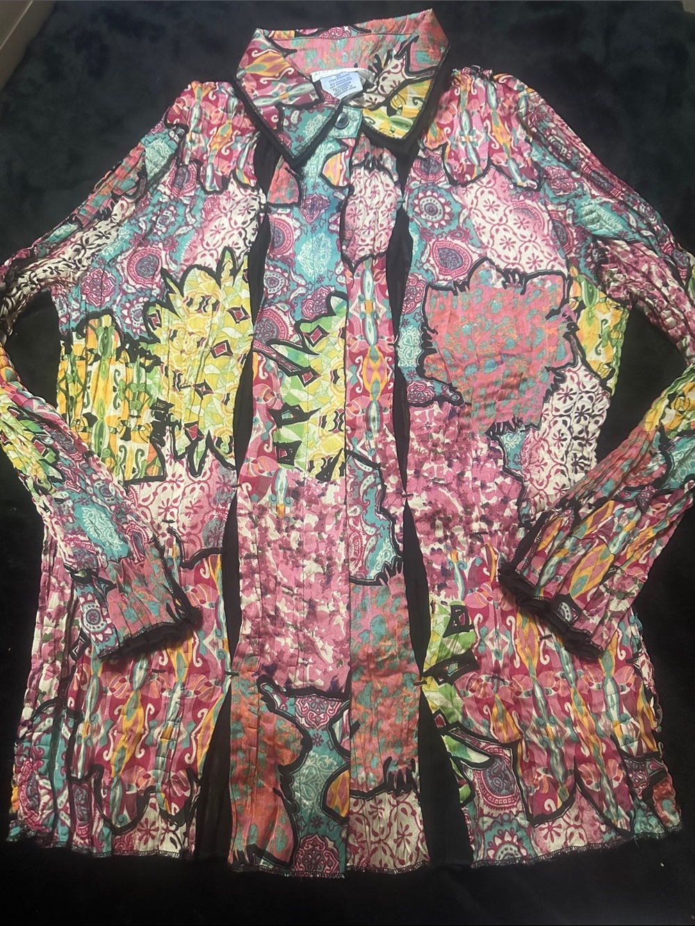ALBERTO MAKALI Women’s Multicolor Printed Long Sleeve  Top  LARGE
